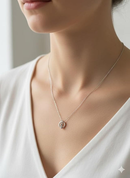 148x Pendant Necklace Silver Tone Circle Bar Adjustable Chain Minimalist Women