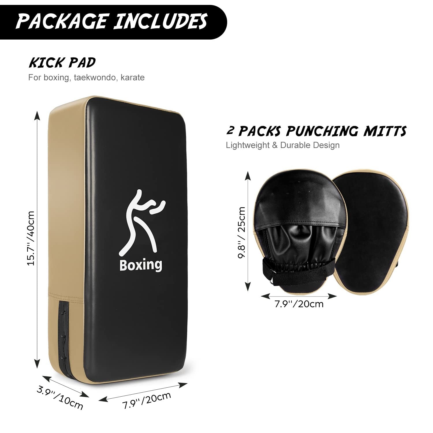 Odoland Boxing Mitts and Kick Pad Set Focus Pads Taekwondo Karate Muay Thai