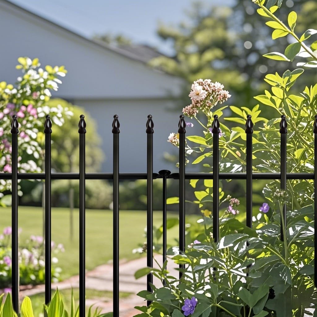 Garden Fence Metal Decorative 91cm 5 Panels No Dig Border Dog Yard Barrier Black