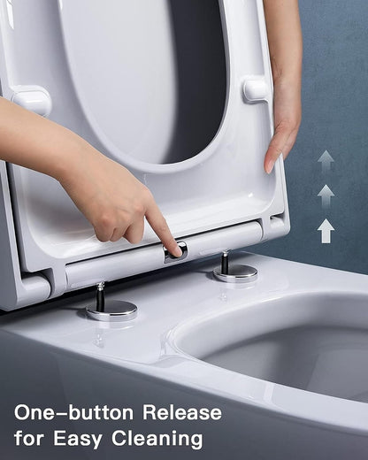 Toilet Seat Soft Close D Shape Quick Release Adjustable Hinges White Top Fix