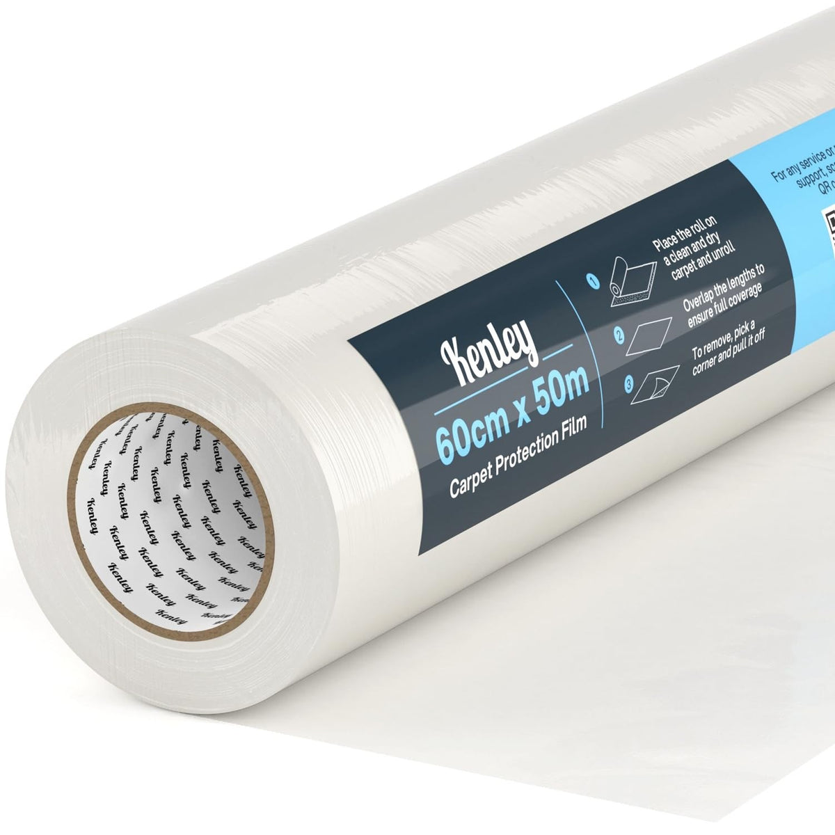 Carpet Protection Film Roll 60cm x 50m Self Adhesive Waterproof 70 Micron Clear