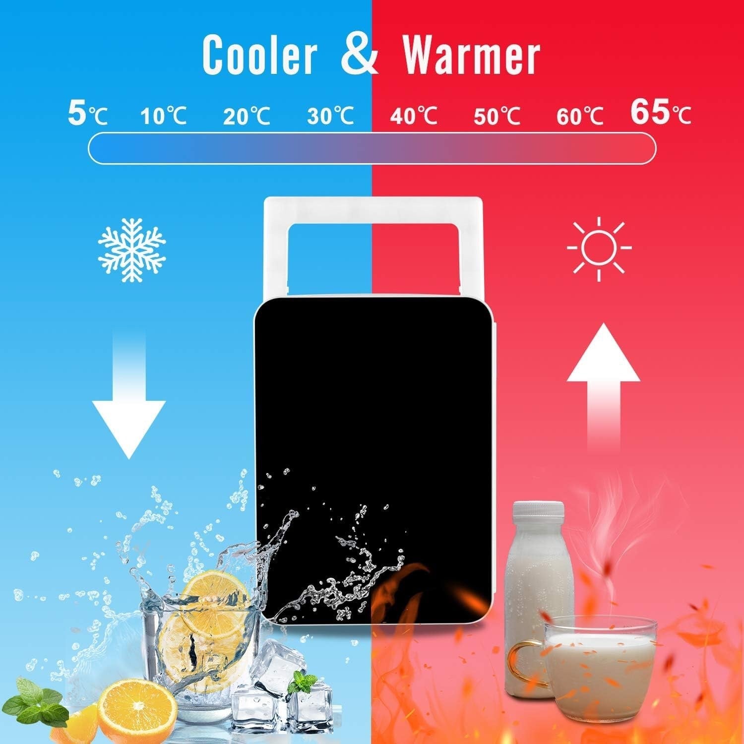Mini Fridge Beauty Refrigerator 10L 12 Can AC/DC Black Skincare Cooler Bedroom