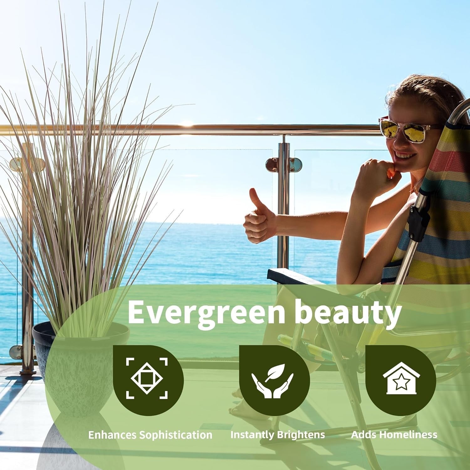 150cm Artificial Onion Grass Plant Indoor Outdoor Tall Decorative