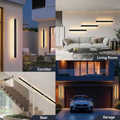 Outdoor Wall Light LED IP67 Waterproof Mains Powered Black 3000K Rectangular