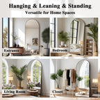 Oversized Arch Floor Mirror 192x85cm Full Length Black Frame Wall Mount