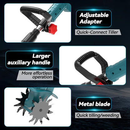 Cordless Tiller Cultivator Makita 18V 10 Inch 550W Brushless Garden Rototiller