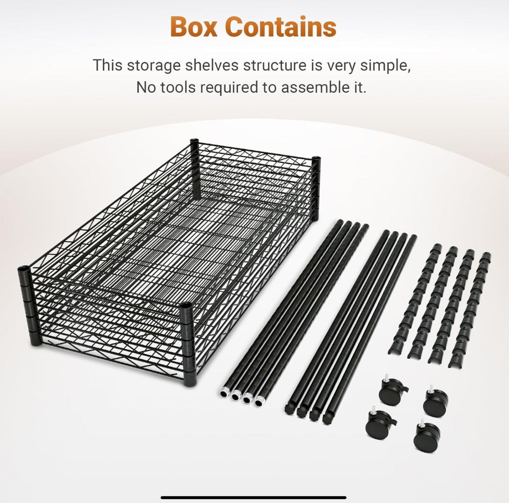 Simple Deluxe 5-Shelf Heavy Duty Storage Shelving Unit, With Height Adjustable S