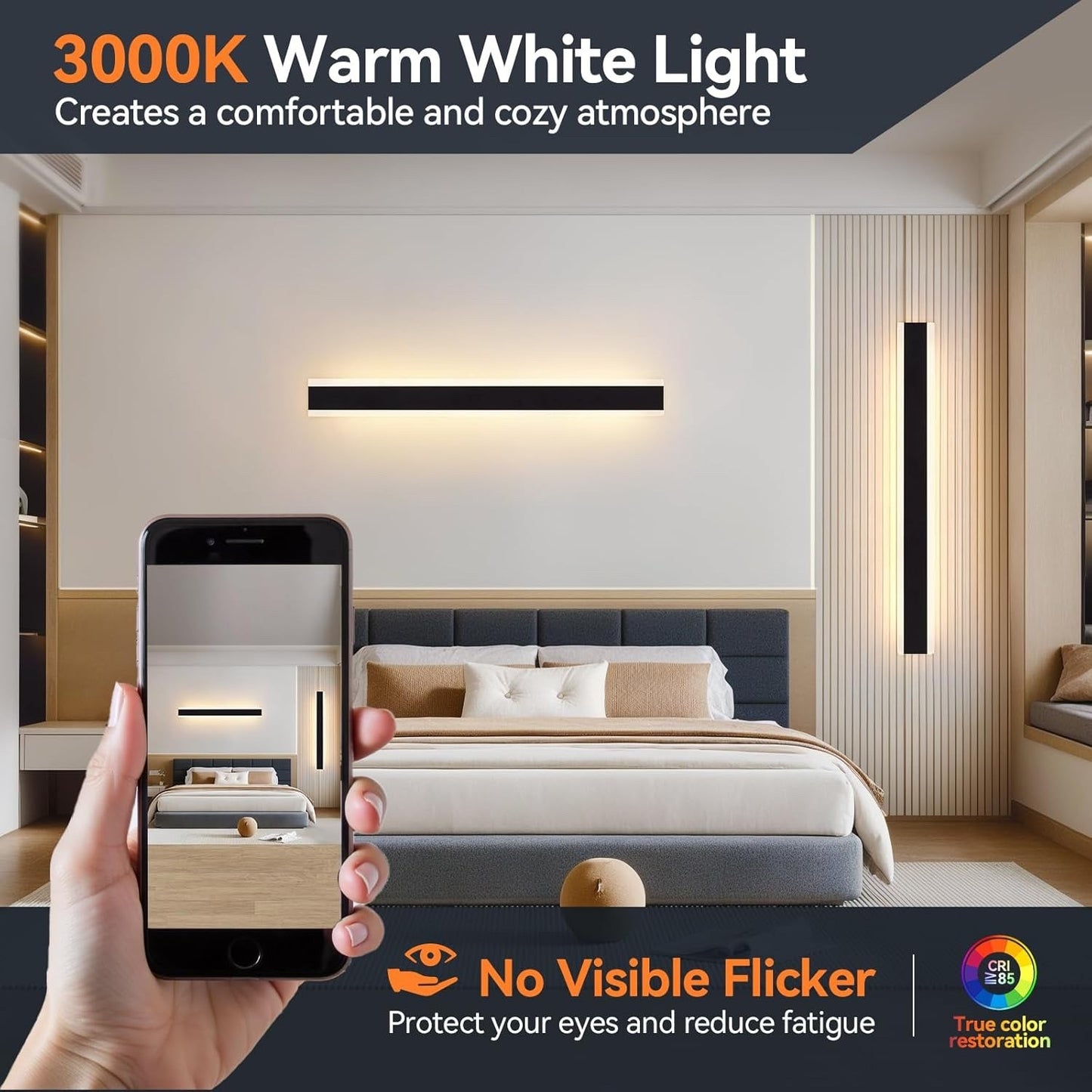 Outdoor Wall Light LED IP67 Waterproof Mains Powered Black 3000K Rectangular