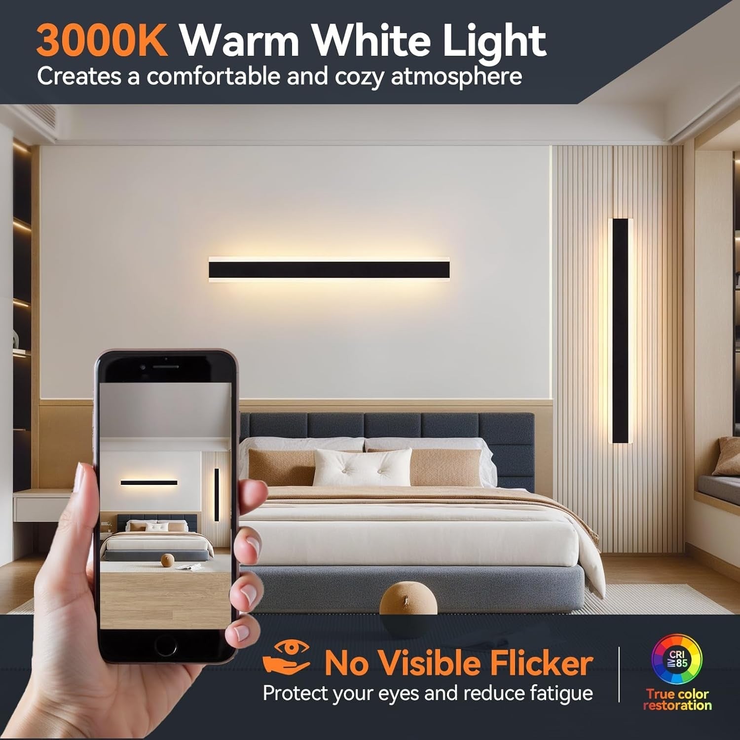 Outdoor Wall Light LED IP67 Waterproof Mains Powered Black 3000K Rectangular