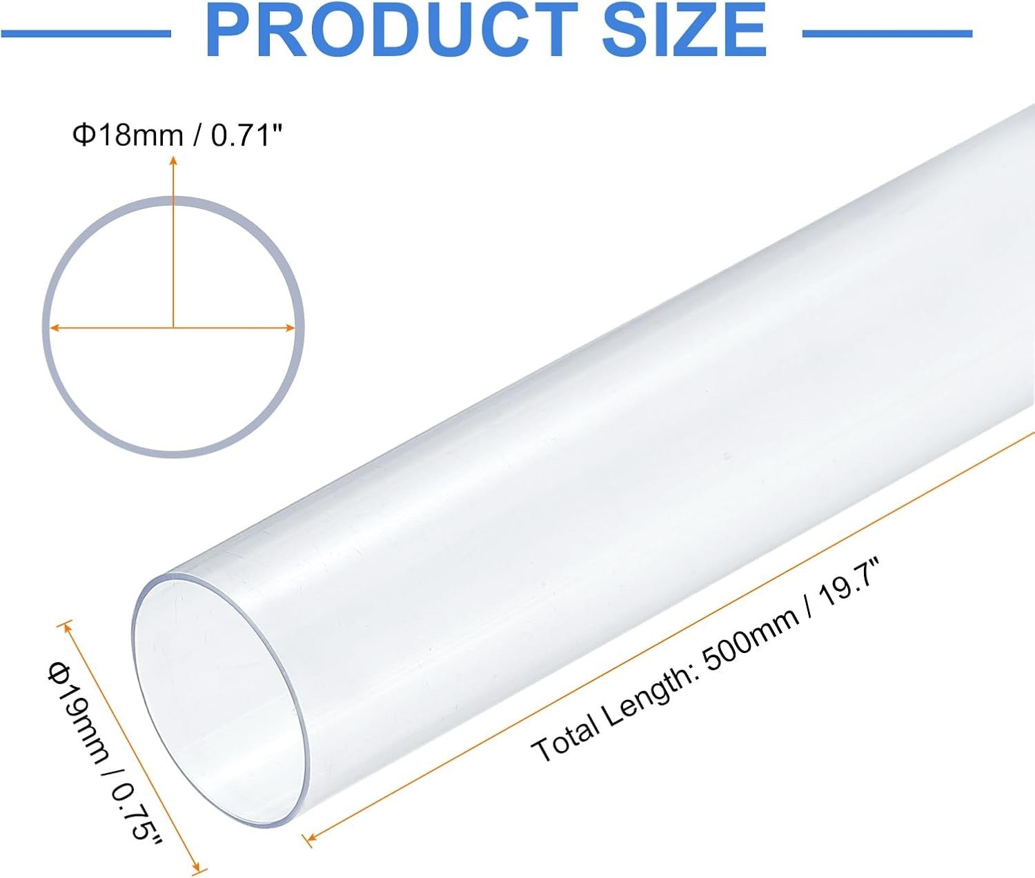 10x Clear Polycarbonate Tube 18mm ID 19mm OD 0.5m Rigid Pipe Aquarium
