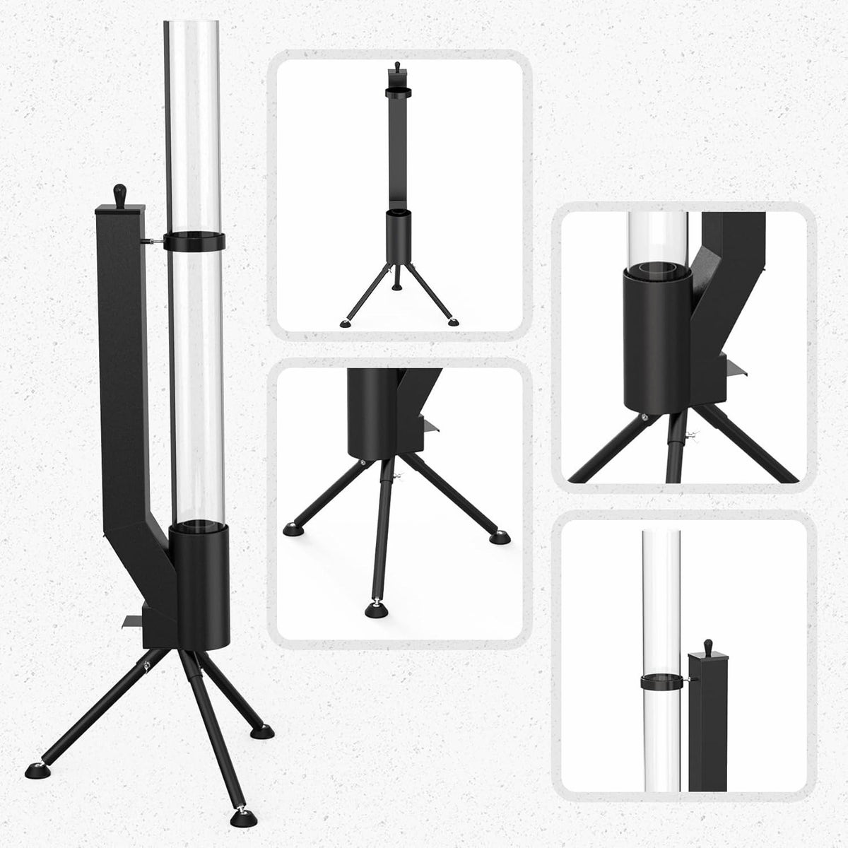 Patio Heater Wood Pellet Stove Outdoor Garden Fire Pit Glass Tube 147.5cm Black