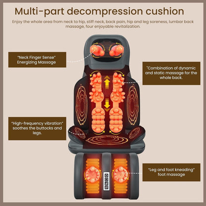 Full Body Massage Mat Heated Waist Airbag Remote Control Neck Back Leg Brown