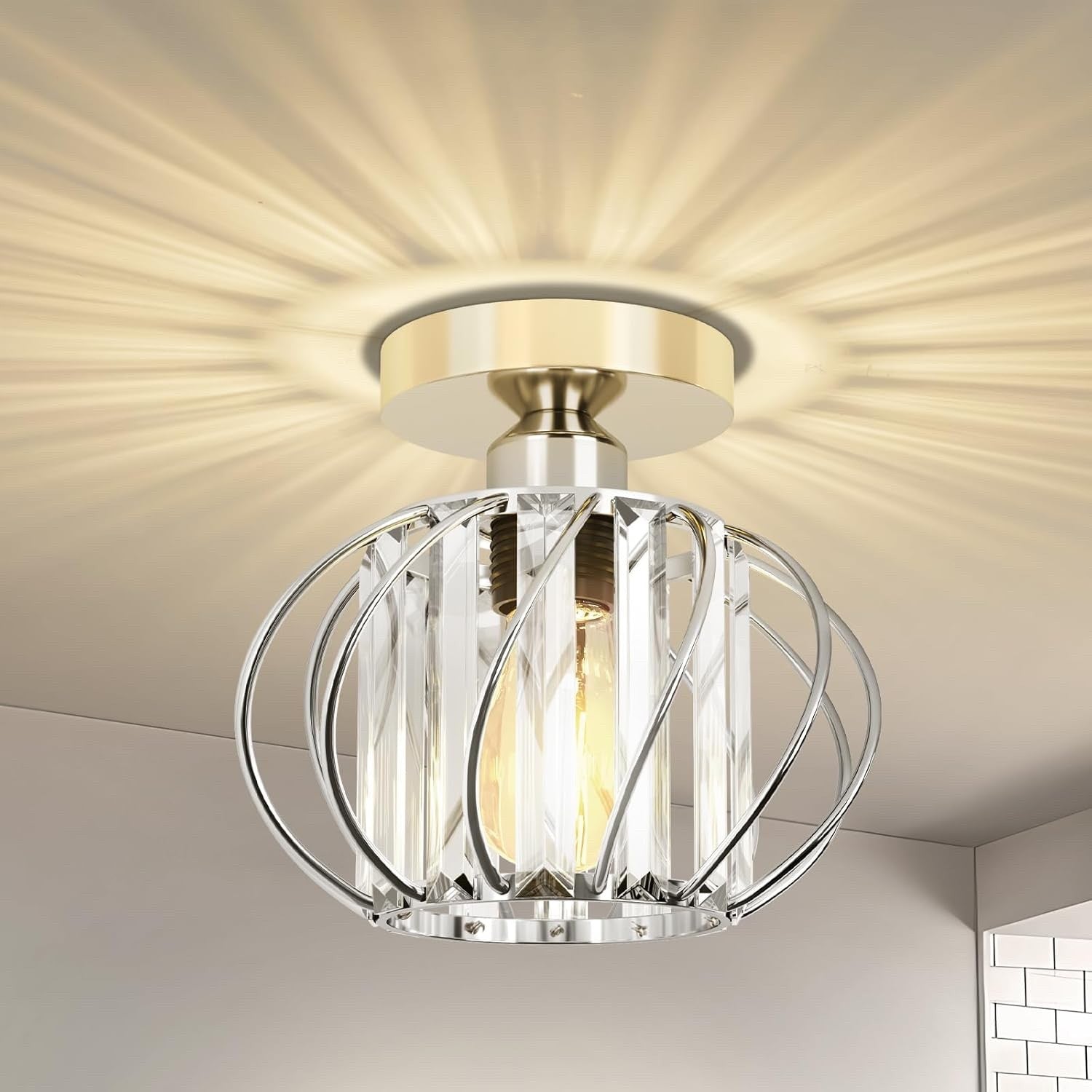 Modern LED Crystal Ceiling Light Chandelier Chrome Living Room Bedroom