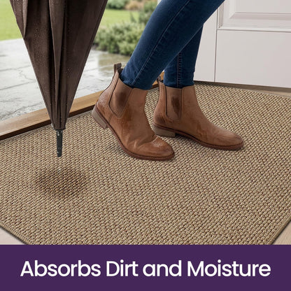 Door Mat Indoor Doormat Dirt Trapper Non Slip Rubber Backing 90x140cm Taupe Rug