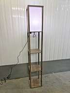 LED Floor Lamp w/ Shelves Remote Dimmable USB 3-Tier Rustic Grey