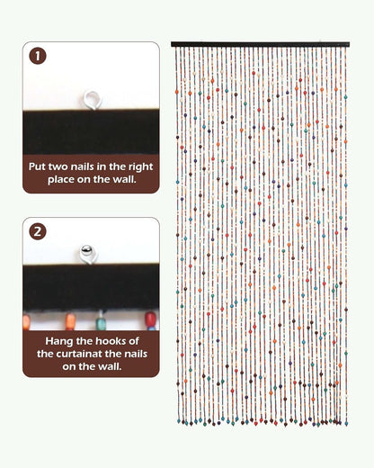Beaded Door Curtain Bamboo 90x200cm 38 Strand Fly Screen Room Divider Colourful
