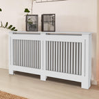 Tall White MDF Radiator Cover 100cm Internal Height Slatted Cabinet Shelf