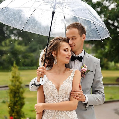 Clear Wedding Umbrellas 10 Pack Transparent Dome White Semi Auto Bride Party