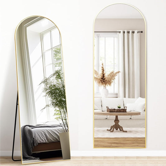 Melodieux Bogen Full Length Mirror 161 x 52 cm Large Freestanding Gold Aluminium