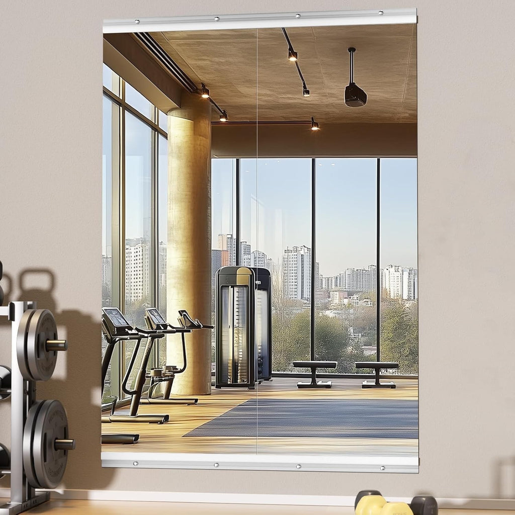 2PCS 55x21in Frameless Gym Wall Mirror Tempered Glass Full Body