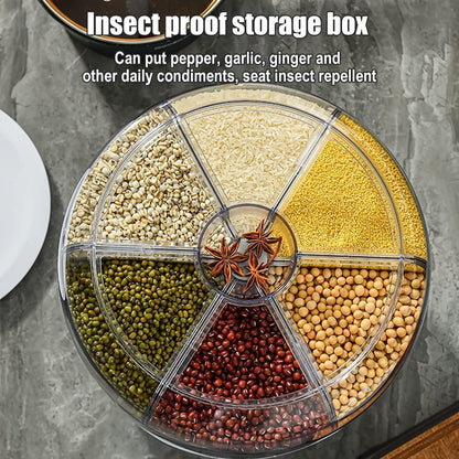 Rotating Dry Food Dispenser 6 Grid Rice Cereal Grain Storage Container