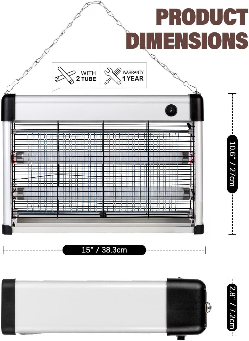 Electric Fly Zapper Killer Indoor Insect Bug Trap 2 Replacement Bulbs 10ft Cord