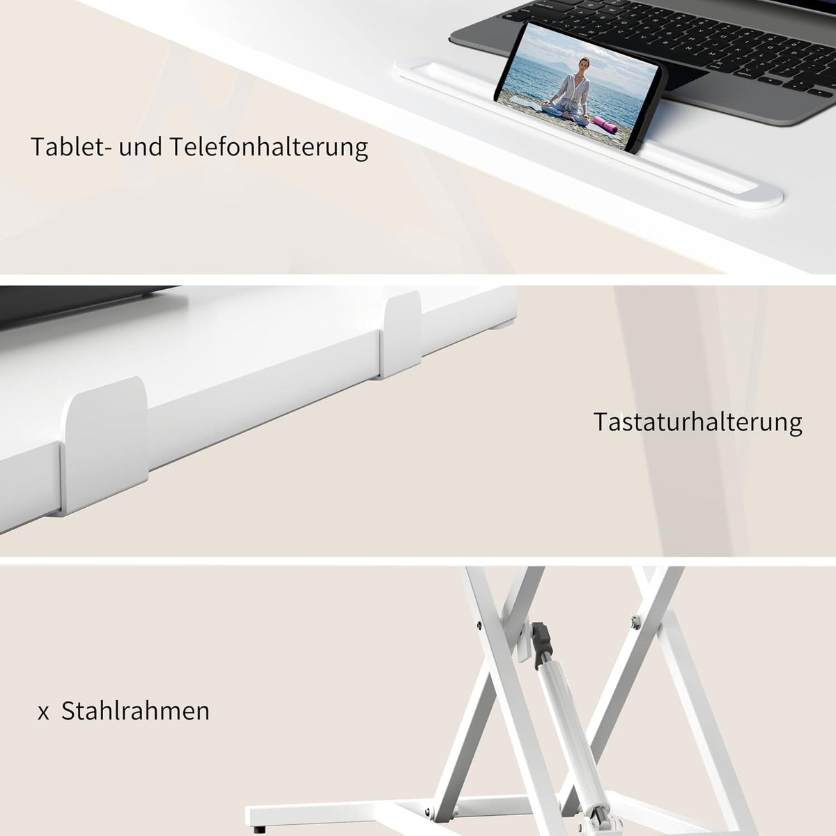 Standing Desk Converter Riser Height Adjustable 101cm White Stand Workstation
