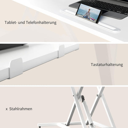 Standing Desk Converter Riser Height Adjustable 101cm White Stand Workstation