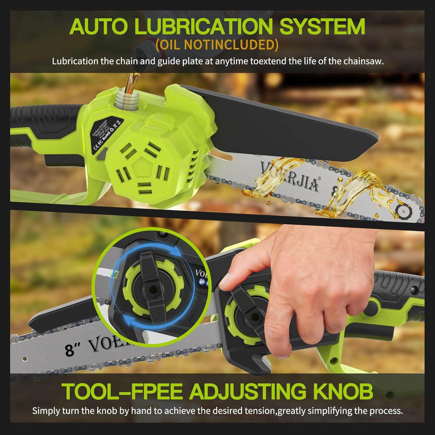 2-In-1 Cordless Pole Chainsaw 6 & 8in Brushless Telescopic Saw Auto Oiler