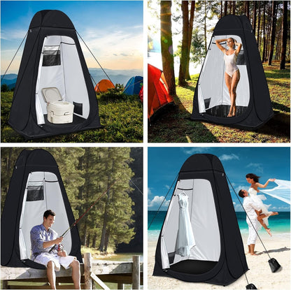 Pop Up Privacy Tent Camping Shower Toilet Changing 120x120x195cm Black UPF50