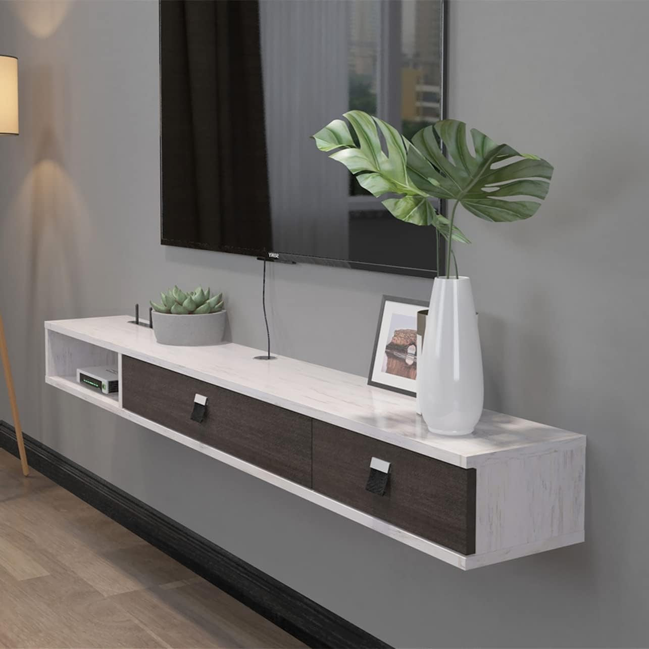 Floating TV Unit Wall 120cm Mounted Media Console Cabinet Grey White