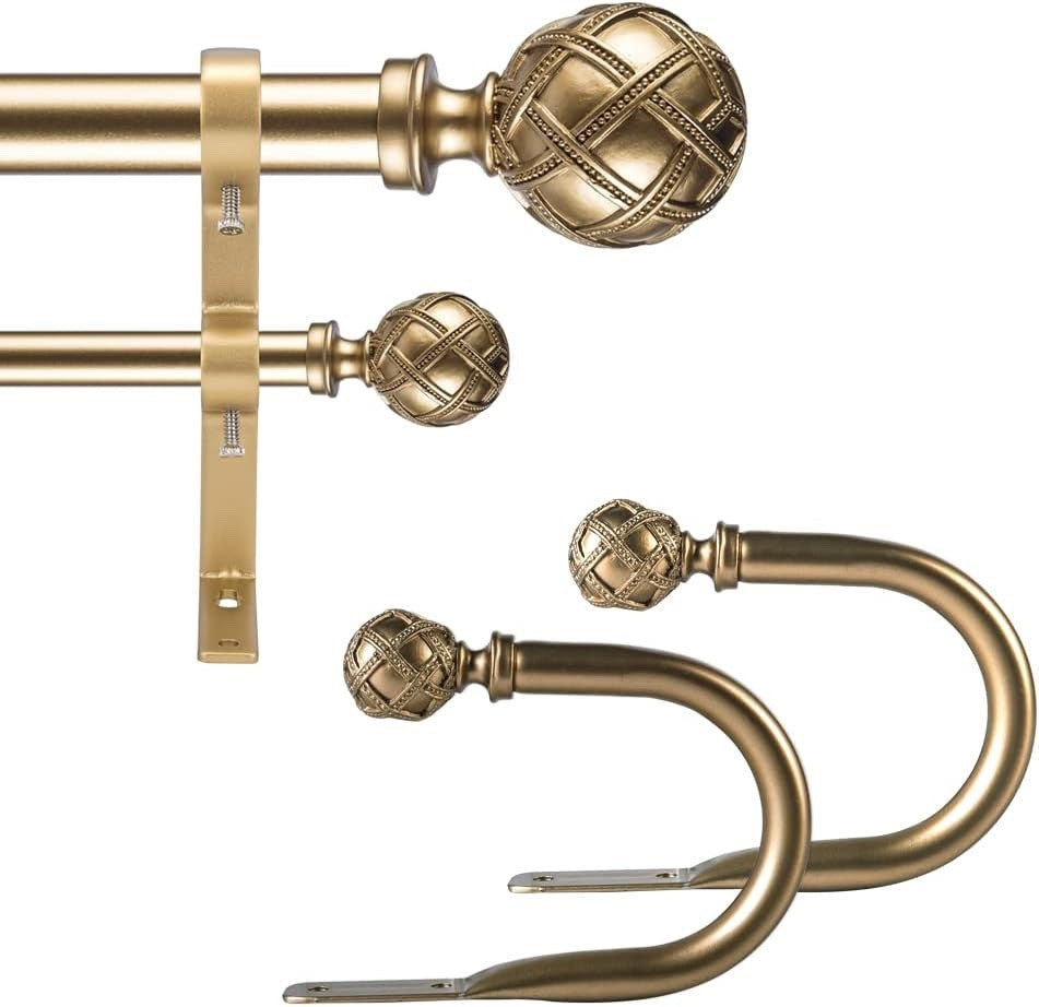 1 Inch Diameter Double Curtain Rod Set Double Curtain gold