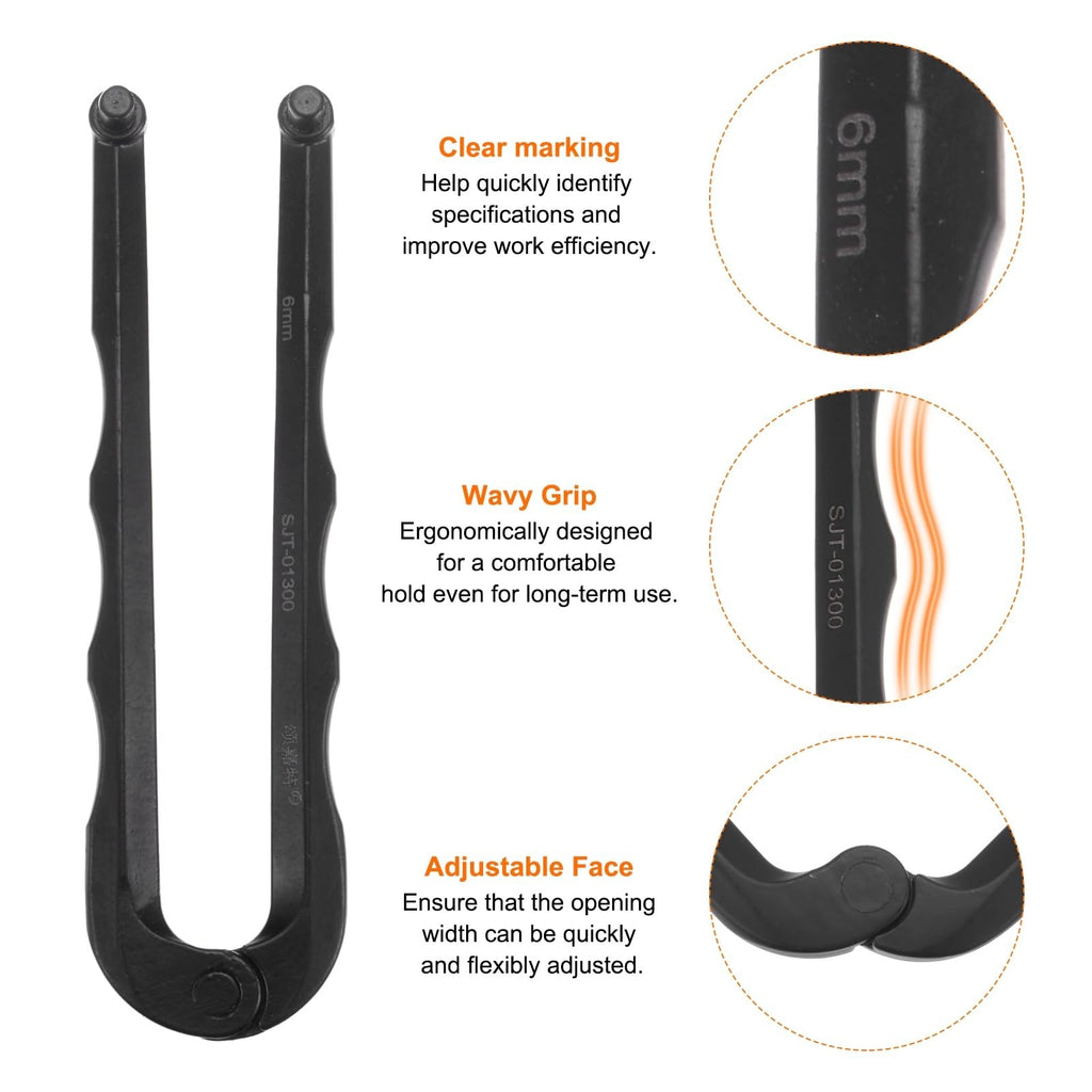 sourcing map Adjustable Face Spanner 6mm Diameter 6-150mm Opening Range