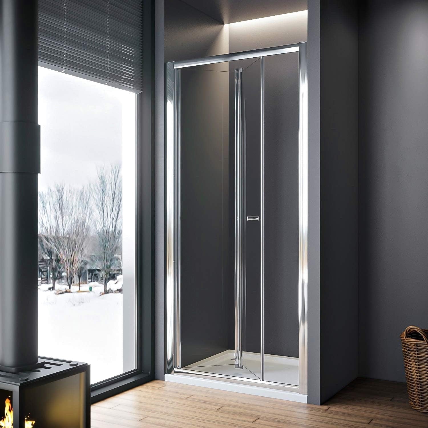 800mm Bi Fold Shower Door Inward Opening Space Saving Bathroom Enclosure