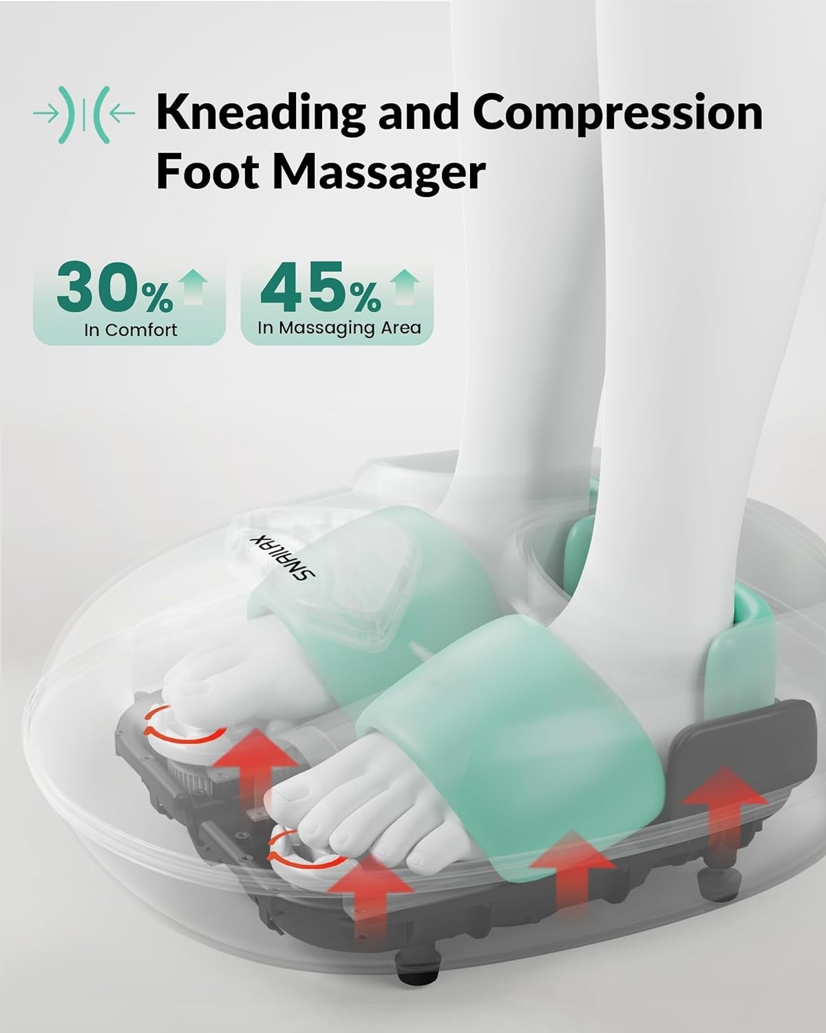 Shiatsu Foot Massager w Heat Deep Kneading Compression Vibration Fits Size 14