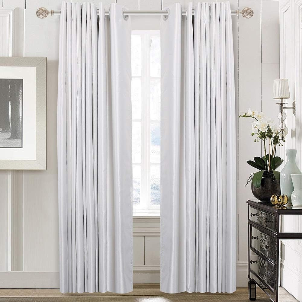 Curtain Rod Decorative Drapery Pole 84-120 Inch Weathered White Resin Finial