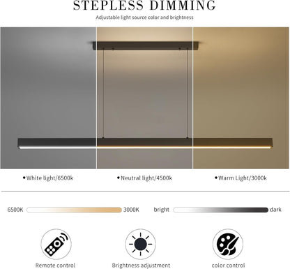 LED Linear Pendant Light 100cm Dimmable Remote Adjustable Kitchen Bar Lighting