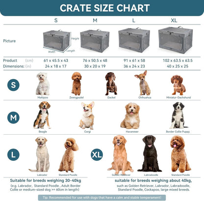 Dog Crate Soft Fabric Foldable Petsfit Large 91cm Portable Indoor Travel Grey