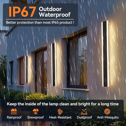 Outdoor Wall Light LED IP67 Waterproof Mains Powered Black 3000K Rectangular