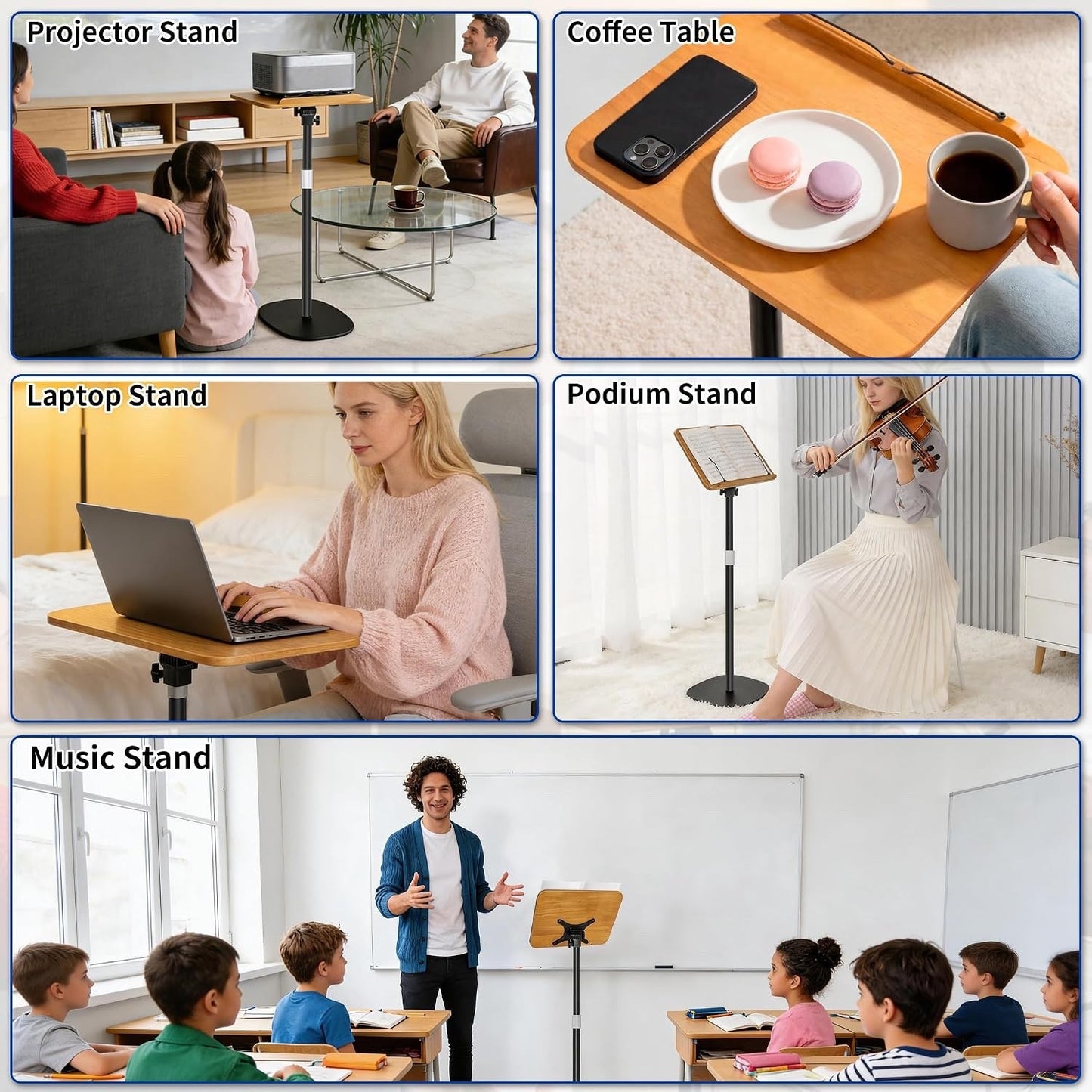 Book Reading Stand Adjustable 50-130cm Foldable Laptop Tablet Music Holder Black