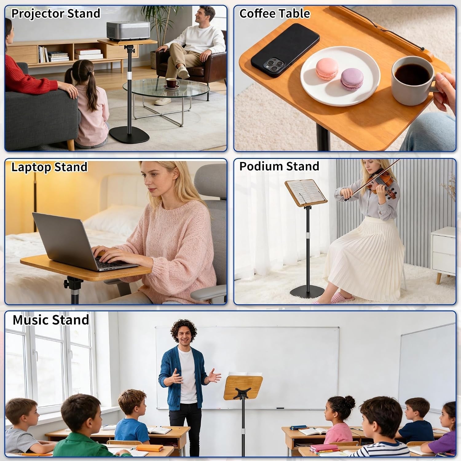Book Reading Stand Adjustable 50-130cm Foldable Laptop Tablet Music Holder Black