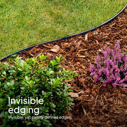 Garden Lawn Edging Border Flexible Plastic Edge 12m 55mm Black 50 Pegs Kit