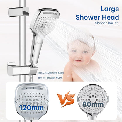 Shower Head High Pressure Stainless Steel Adjustable Bathroom Handheld Chrome