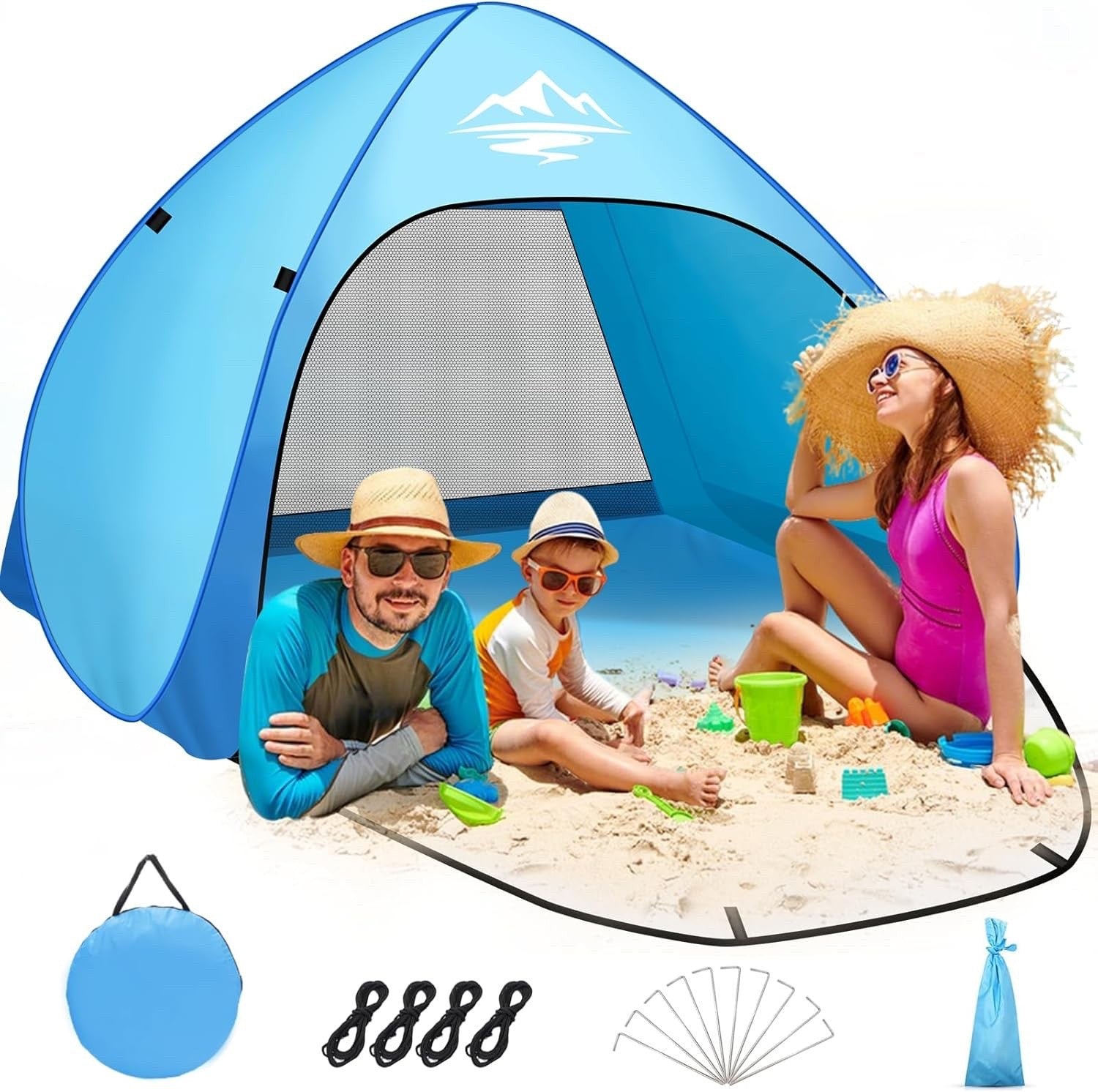 Beach Tent Sun Shelter Pop Up UV Protection Automatic Instant Lightweight 3-4P
