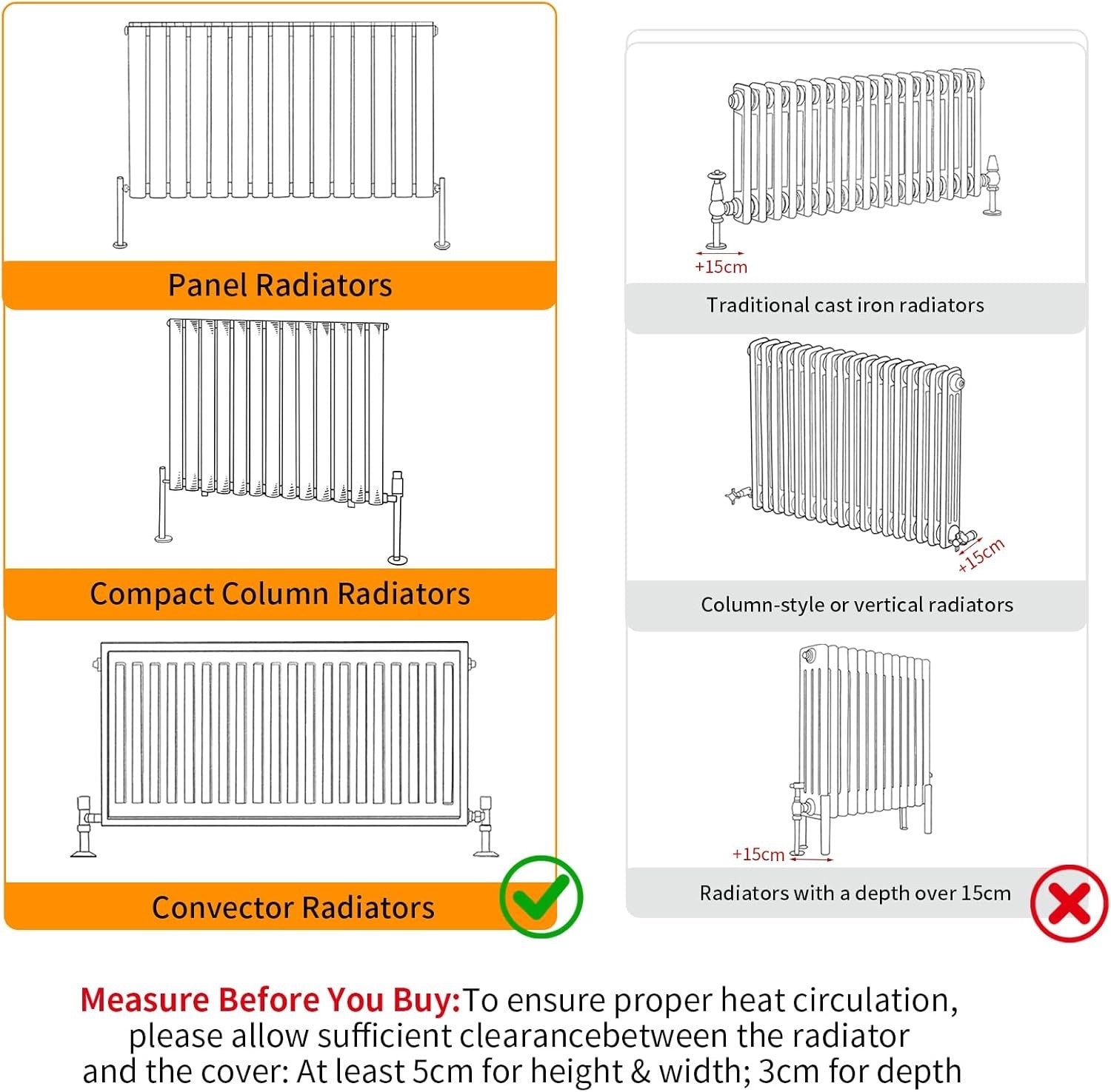 Tall White MDF Radiator Cover 100cm Internal Height Slatted Cabinet Shelf