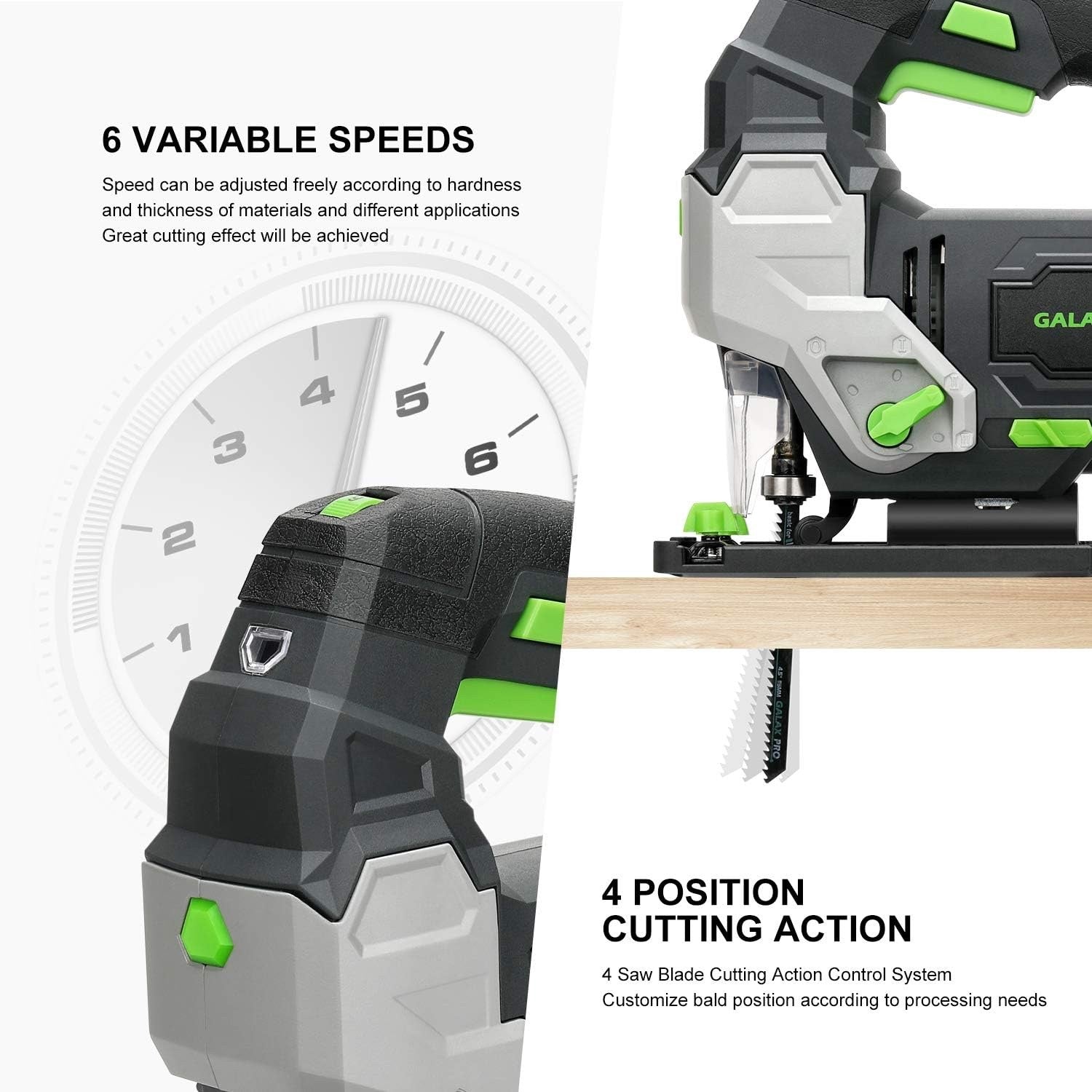 GALAX PRO Jigsaw 800W 3000 SPM Jig Saw Tool Max ±45° Bevel Cutting Angle