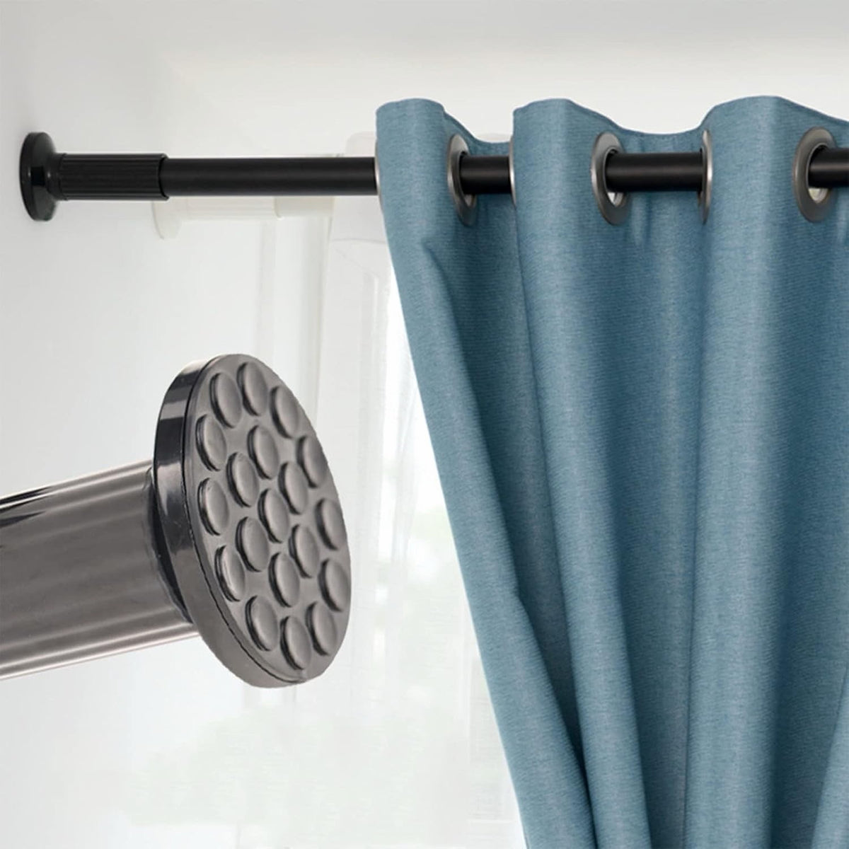 Curtain Pole Tension Rod 378-430cm Black 32mm No Drill Steel Extendable Long