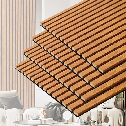 Acoustic Wall Panels 122x60 cm 3D Slat Wood Finish Sound Absorbing 2 Pack Walnut