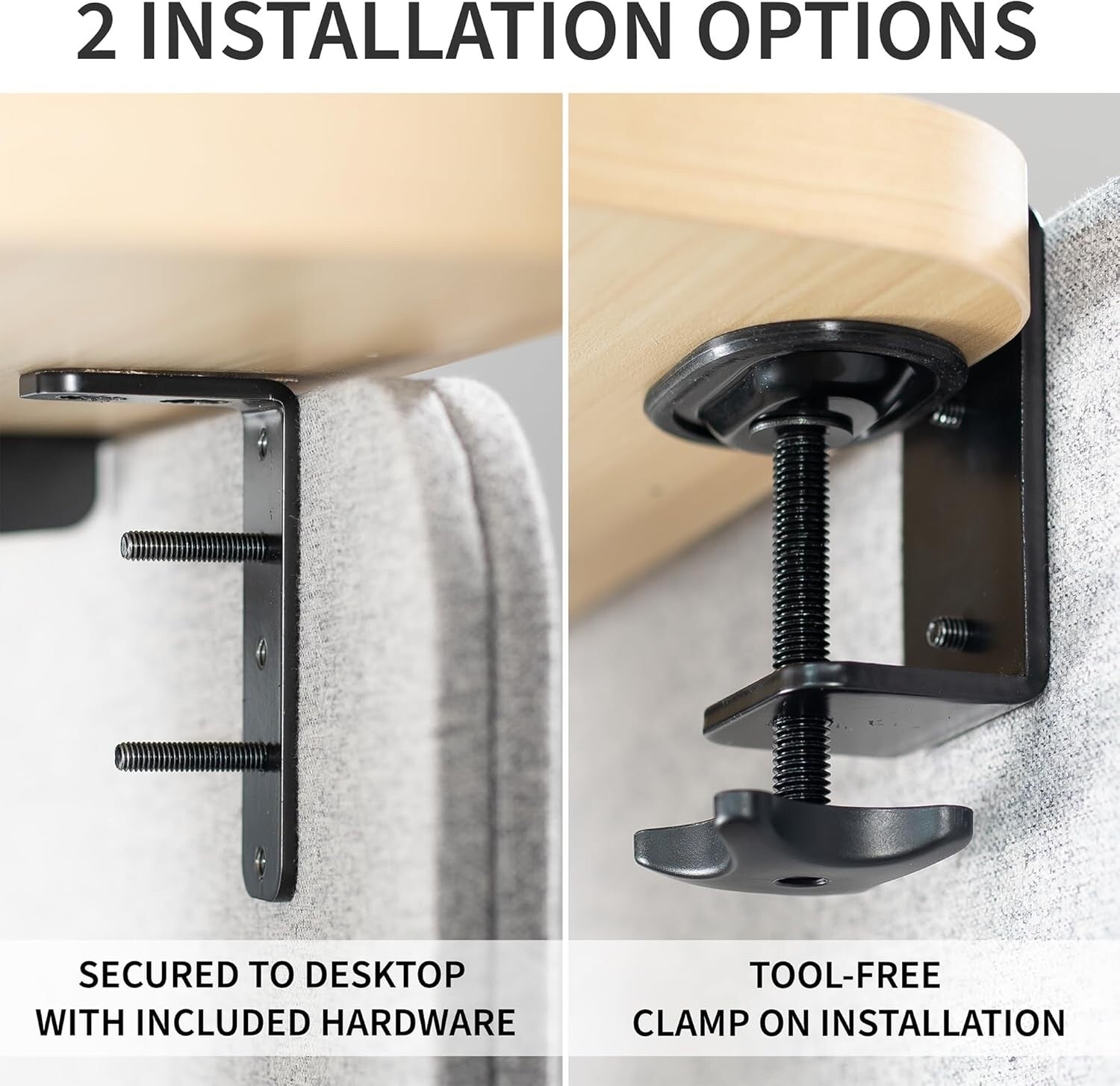 Clamp On Desk Privacy Panel 60x24in Grey Office Divider Screen Workstation