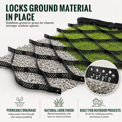 Ground Reinforcement Grid Mat 10x3m 5cm HDPE Gravel Driveway Paving Lawn Black